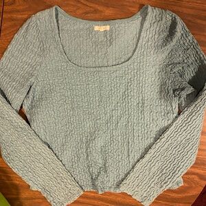 Maurices Crinkle Long Sleeve Top - Soft Blue